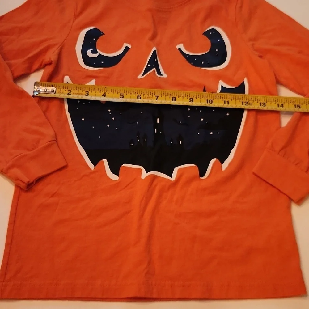 Carters Orange Halloween Jack O Lantern Pumpkin Long Sleeve Tshirt Size 8